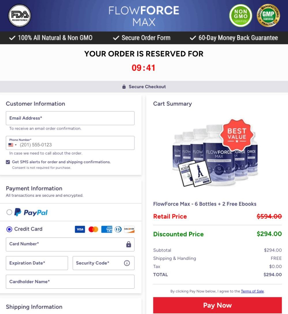 Safe and secure checkout for FlowForce Max orders